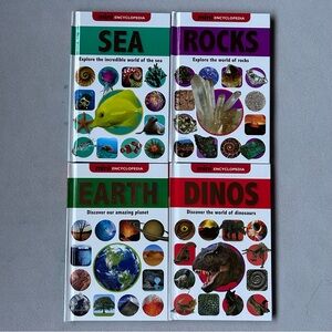 Set of 4 ~ Mini Encyclopedia ~ Sea Rocks Earth Dinos ~ Brand New!